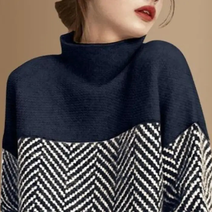 Nyzara Paris™ - Pull col roulé au design bicolore