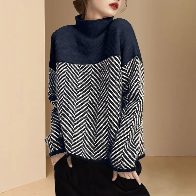 Nyzara Paris™ - Pull col roulé au design bicolore