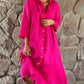Nyzara Paris™ - Robe chemise ample rose en coton et lin